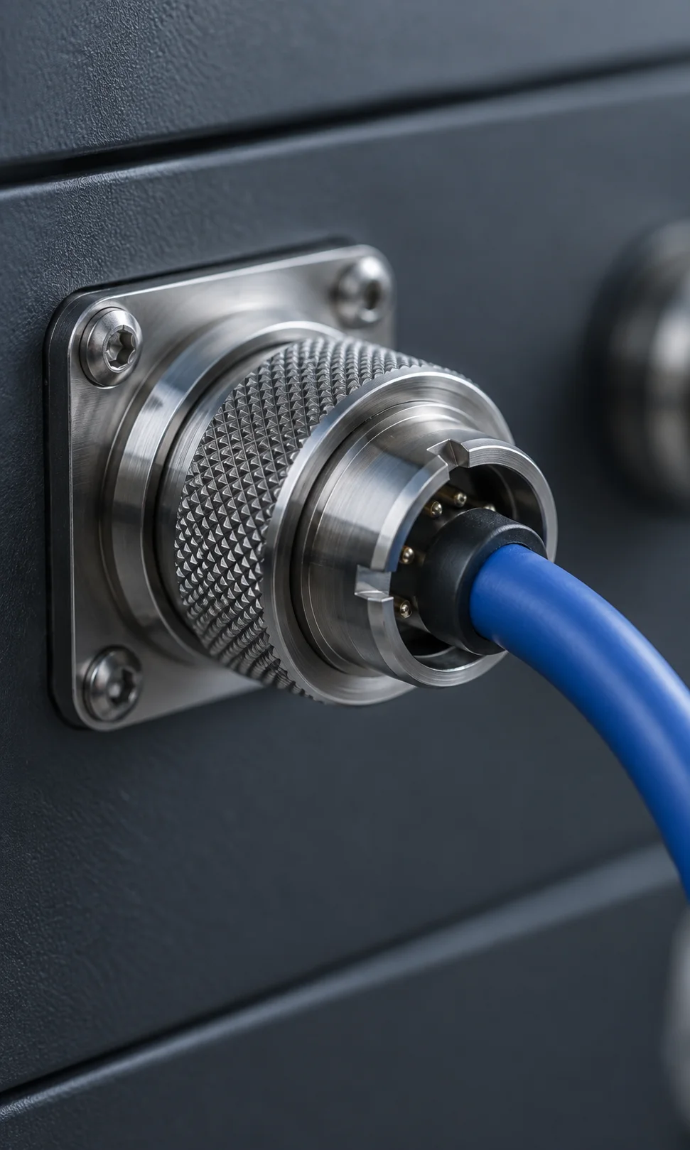 Illustrative close-up of a precision instrumentation connector