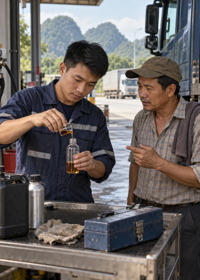 Controlled FCS-27 fuel sample dosing with a local operator